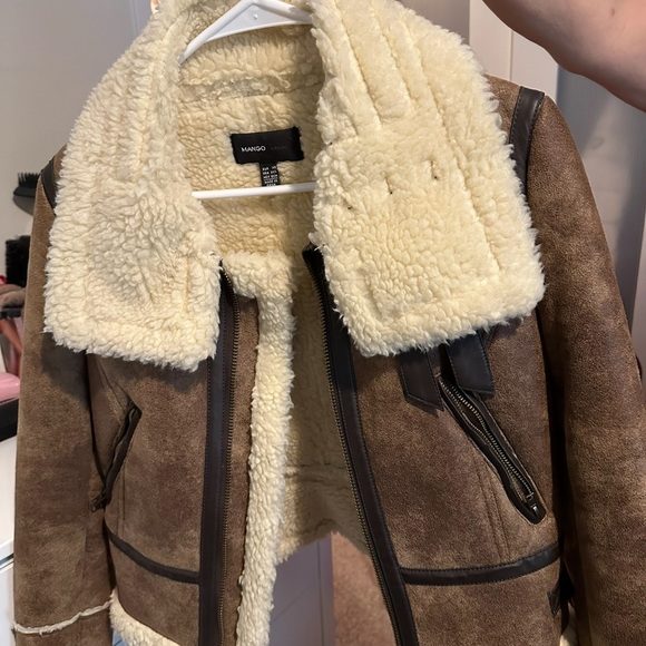 Mango Women's Tan Teddy Jacket with Cream Lining - Picture 1 of 1